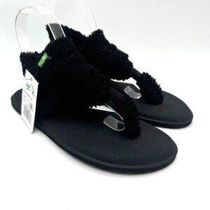 Sanuk Women's Yoga Sling 2 Chill woman’s size 6 Black faux shearling  cozy soft